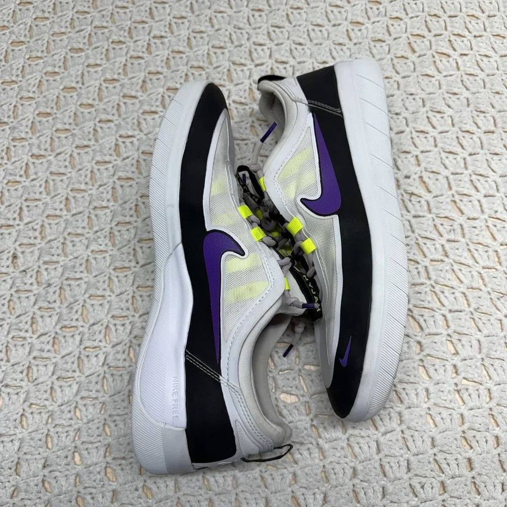 Nike SB Nyjah Free 2 Mens Sz 13 Skate Shoes Black White Wild Berry BV2078-009